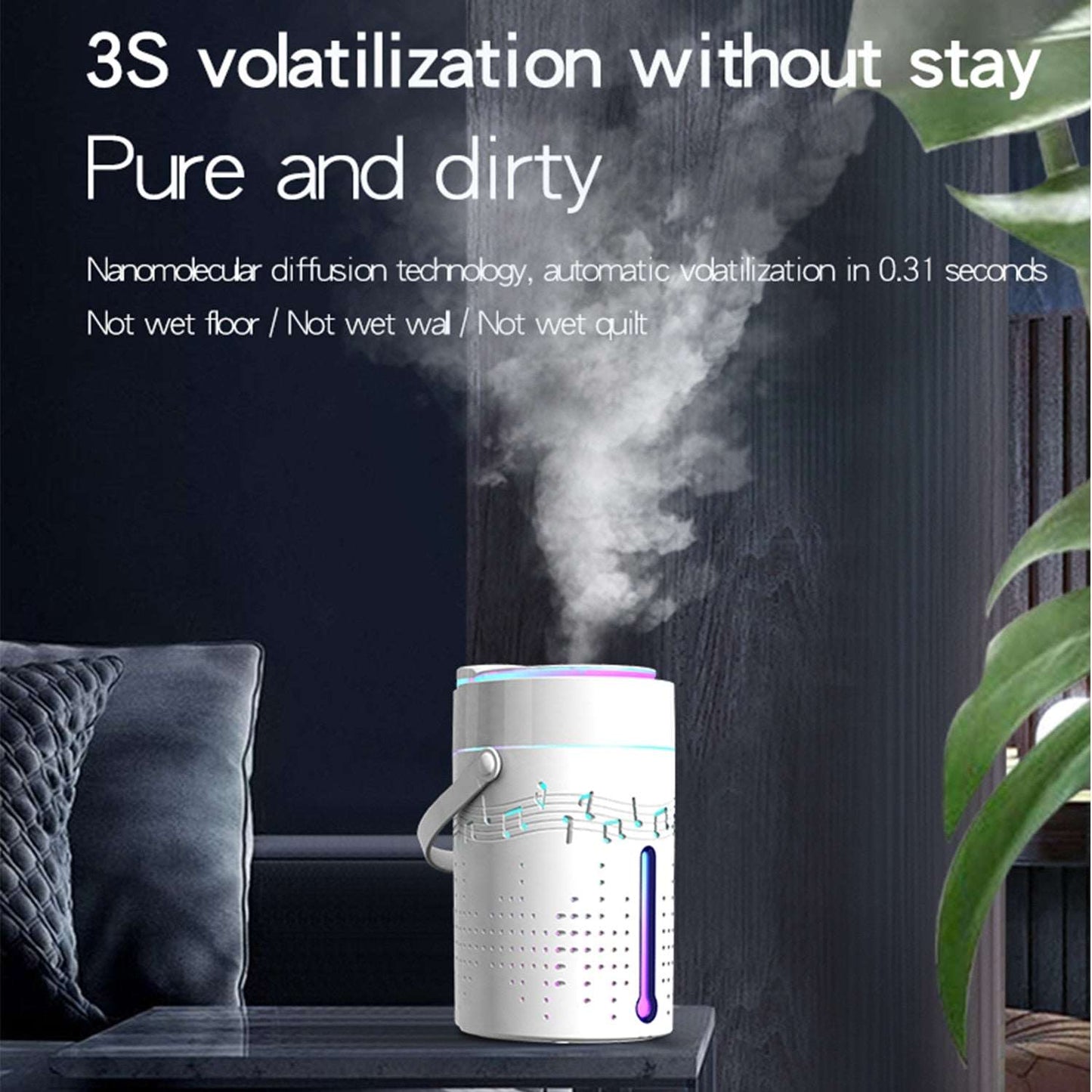 1L Mist Humidifier Diffuser with Bluetooth Speaker Colorful Light Quiet Humidifier Essential Oil Diffuser USB Home Humidifier