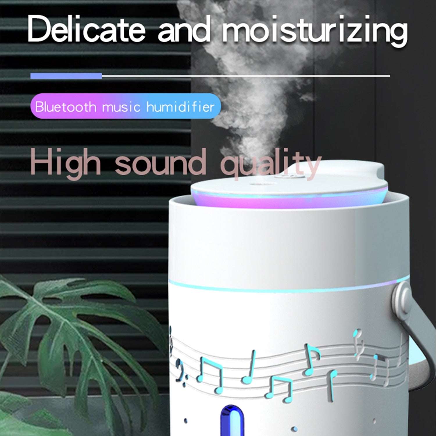 1L Mist Humidifier Diffuser with Bluetooth Speaker Colorful Light Quiet Humidifier Essential Oil Diffuser USB Home Humidifier