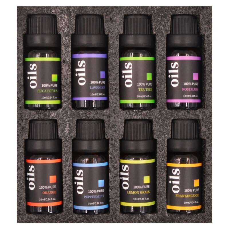 MEALO Free Shipping 30ml*8pcs Pure Natural Perfume Essential Oils For Diffuser Tea Tree Lavender Rosemary Orange Lemon Gift Set