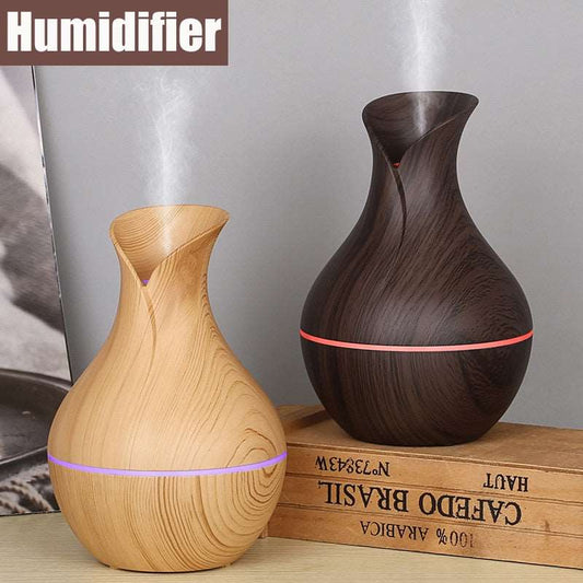 Creative Vase Humidifier Wood Grain Usb Colorful Lamp Office Air Humidifier Ball Marquee Essential Oil Diffuse Aroma Diffuser